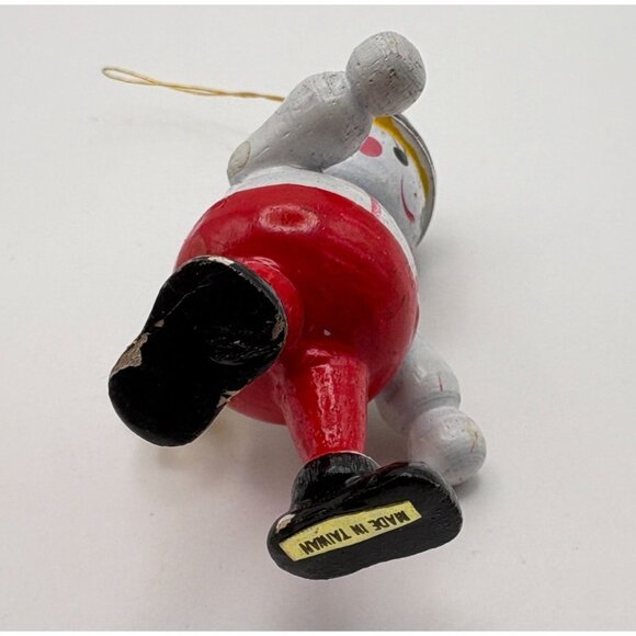 Vintage Wooden Faux Wind-Up Boy Christmas Tree Ornament Hand-Painted Smiling - Picture 5 of 8